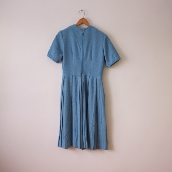 vintage blue wool knit dress | 1950s blue dress - Picture 10 of 15